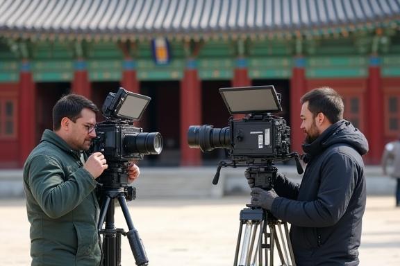 360도 카메라로 궁궐을 촬영하는 미르 탐험 촬영팀